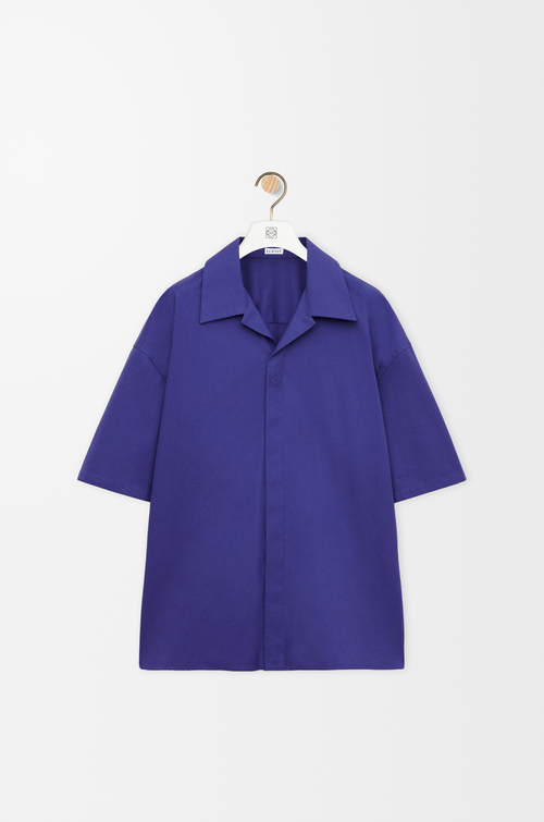 LOEWE Camicia a maniche corte in cotone Blu Indaco