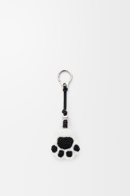 LOEWE Paw charm in shearling and calfskin Black/White