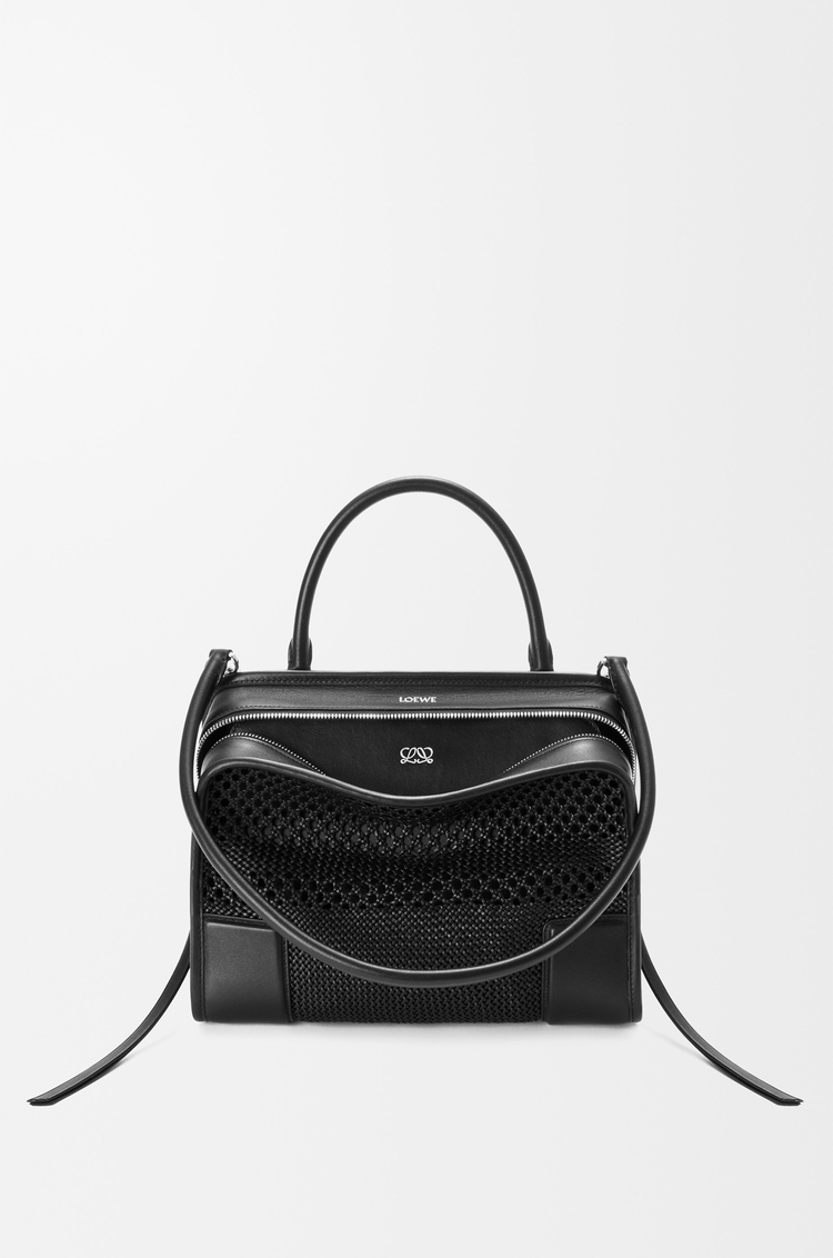 LOEWE 미디엄 아마조나 180 백 - 우븐 카프스킨 블랙