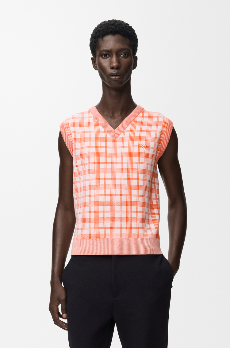 LOEWE Pull sans manches en laine Blanc/Orange