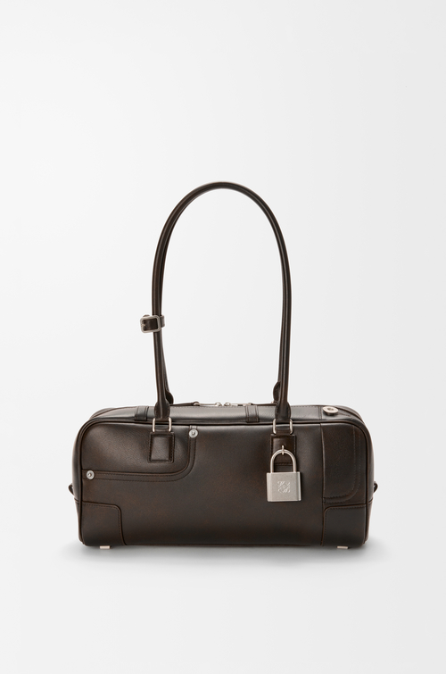 LOEWE Borsa Panta Amazona 31 Cropped in pelle di vitello lucida Marrone Vintage