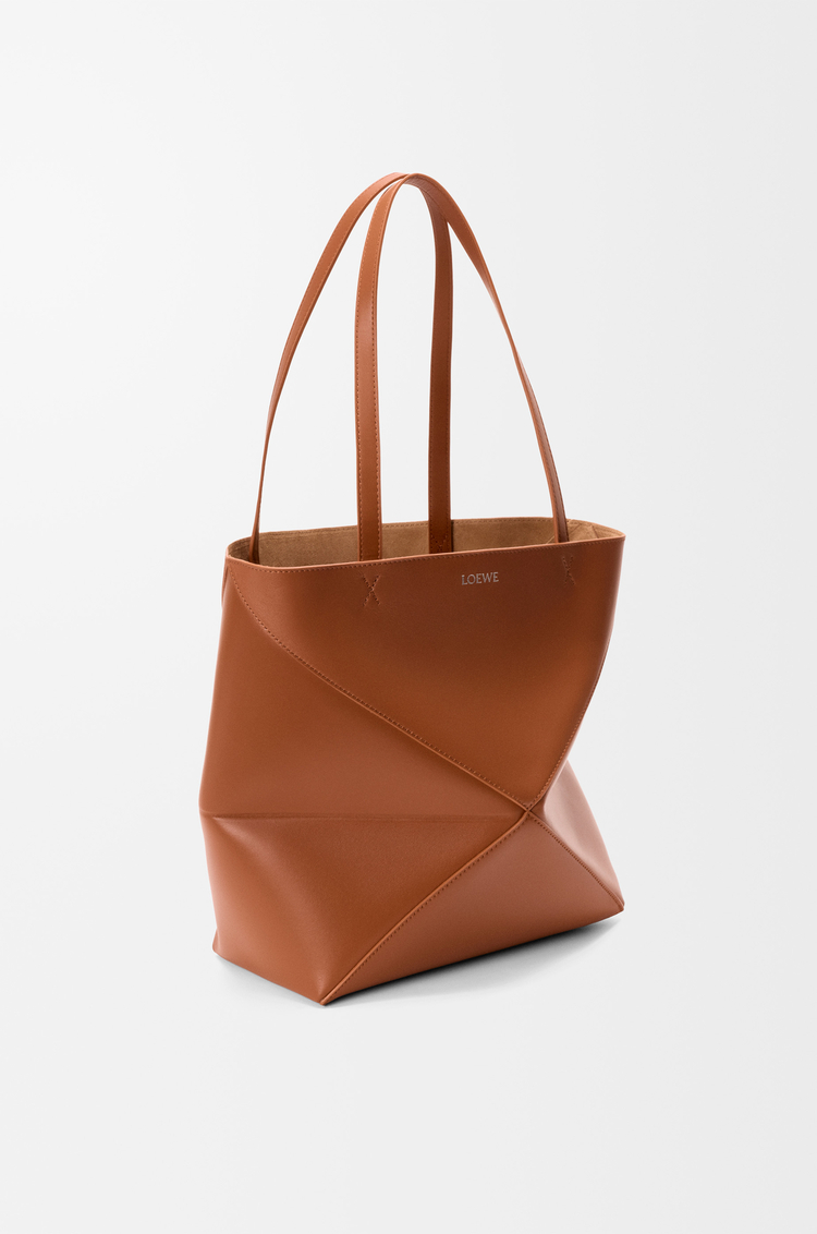 LOEWE Medium Puzzle Fold tote in shiny calfskin Squirrel