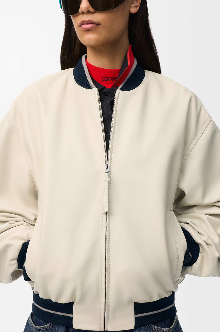 LOEWE Bomber jacket in nappa lambskin Ivory