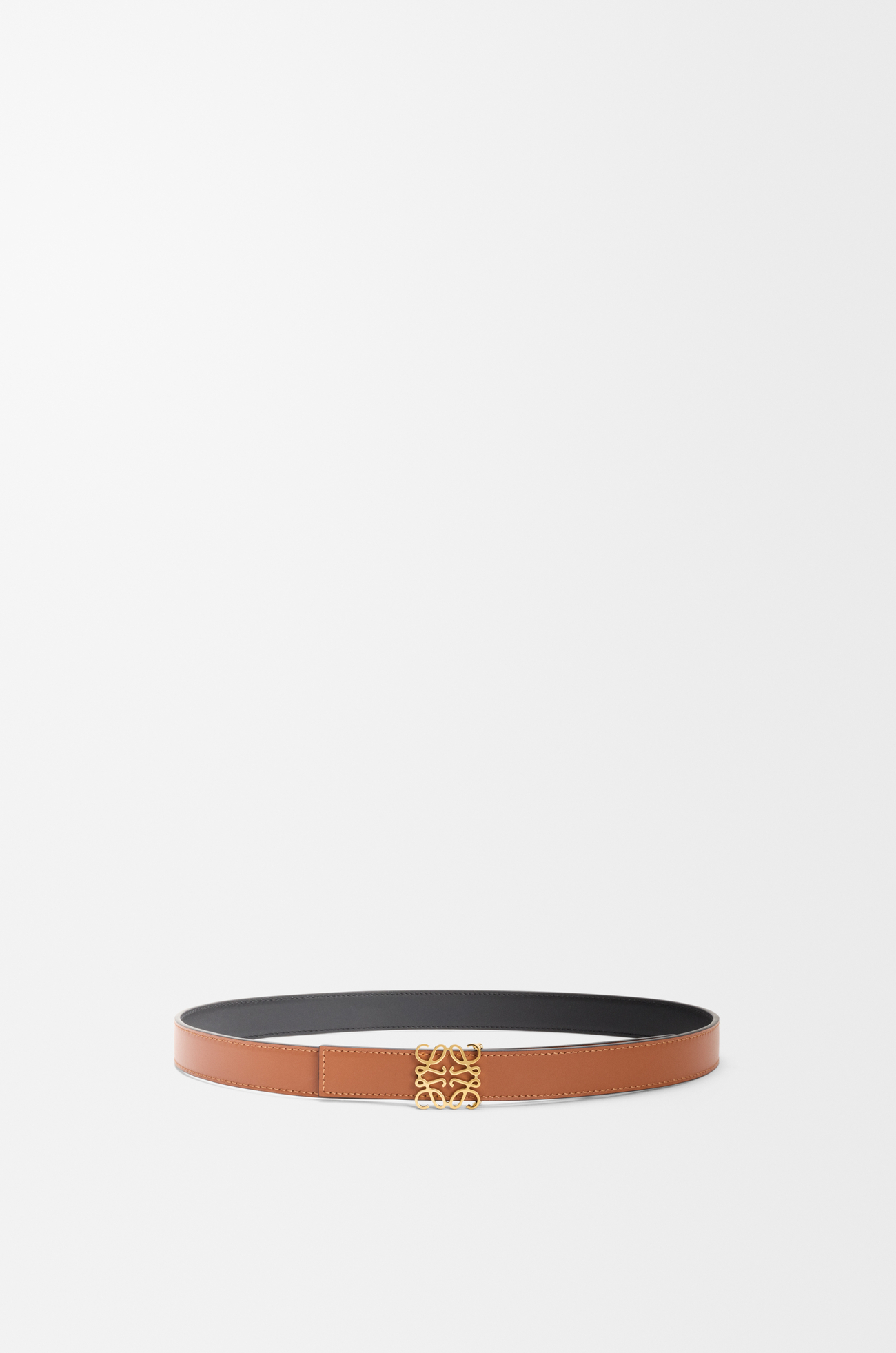 LOEWE Wendbarer Anagram Gürtel aus glattem Kalbsleder Tan/Schwarz/Gold