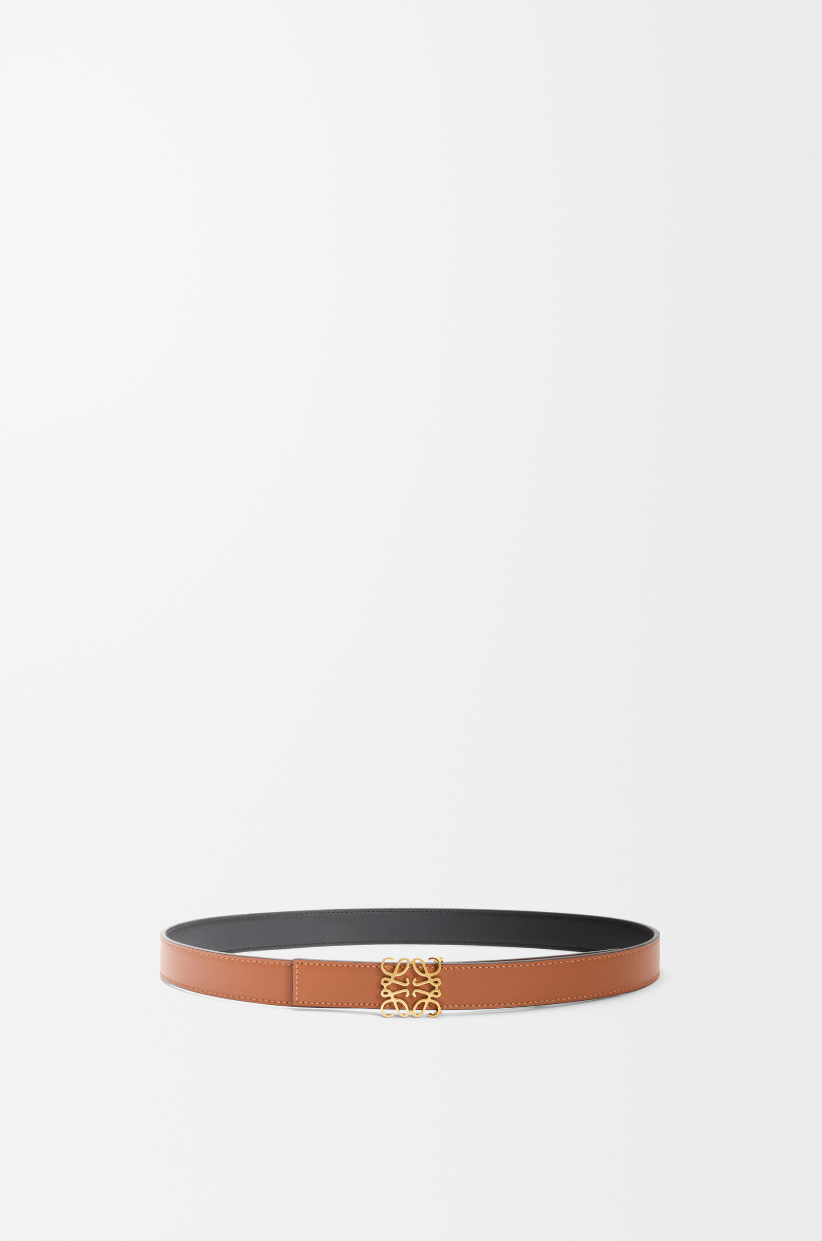LOEWE Reversible Anagram belt in smooth calfskin Tan/Black/Gold