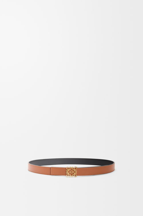 LOEWE Cintura reversibile Anagram in pelle di vitello liscia Tan/Nero/Oro