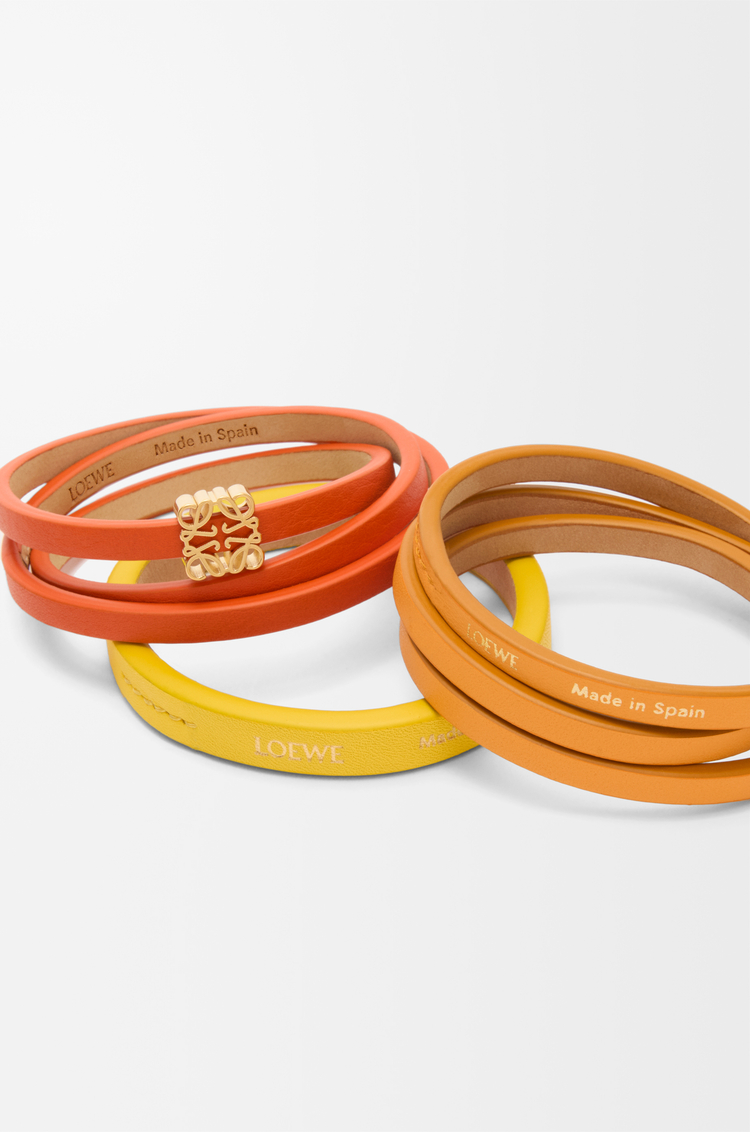 LOEWE Twist double bracelet in calfskin Vivid Orange/Yellow
