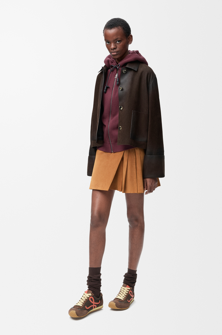 LOEWE Turn-up jacket in suede lambskin Dark Chocolate