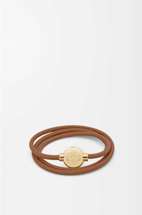LOEWE Pebble Armband aus Kalbsleder Warme Wüste/Gold