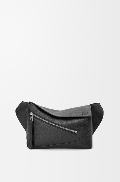 LOEWE Small Puzzle bumbag in grained calfskin Black