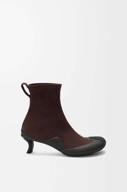 LOEWE Dive bootie in stretch suede Dark Chestnut