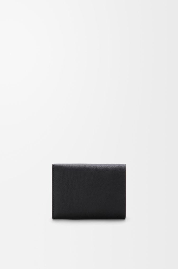 LOEWE Anagram trifold wallet in pebble grained calfskin Black/Gold