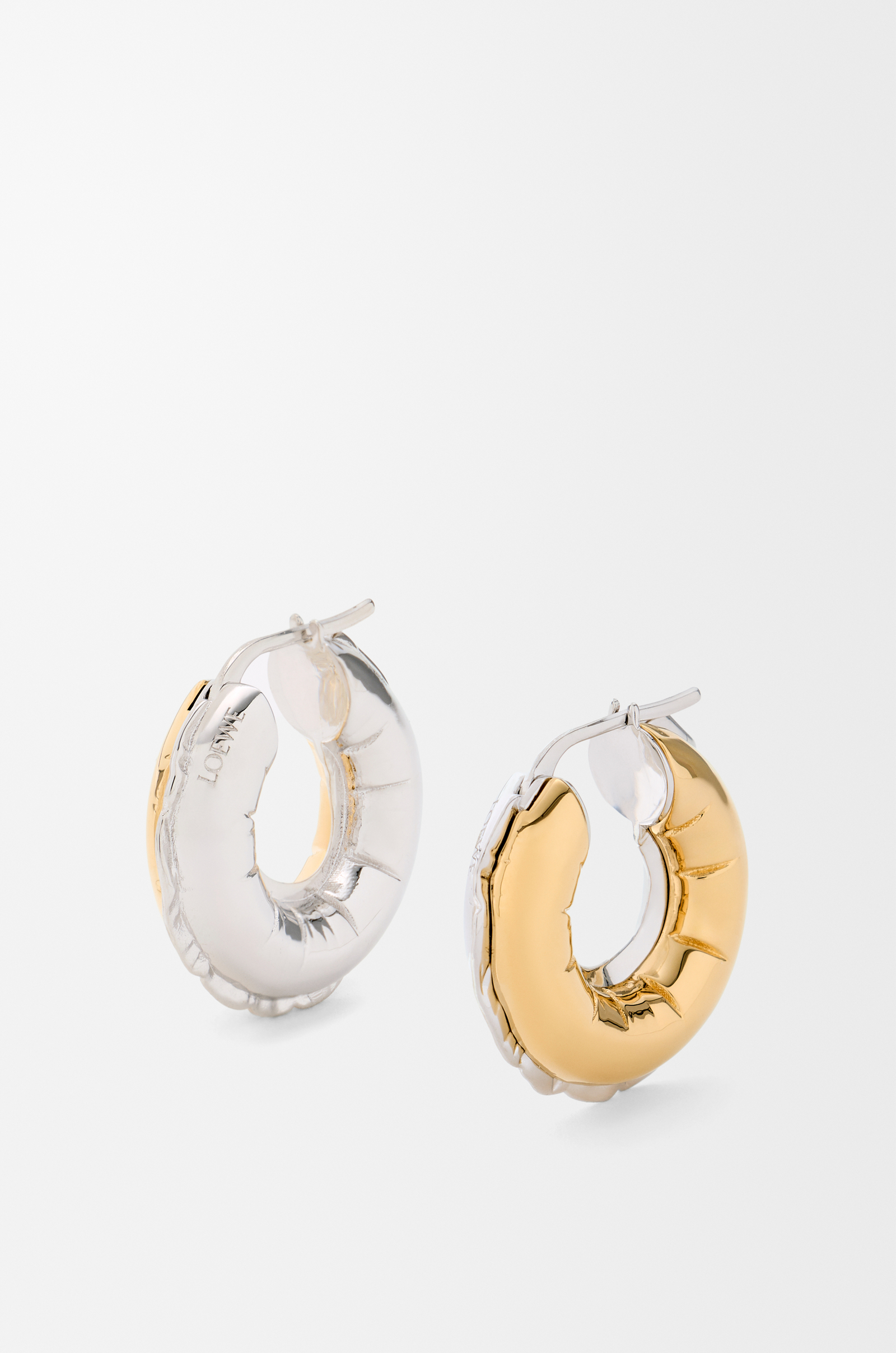 LOEWE Blown inflated hoop earrings in brass Silver/Gold