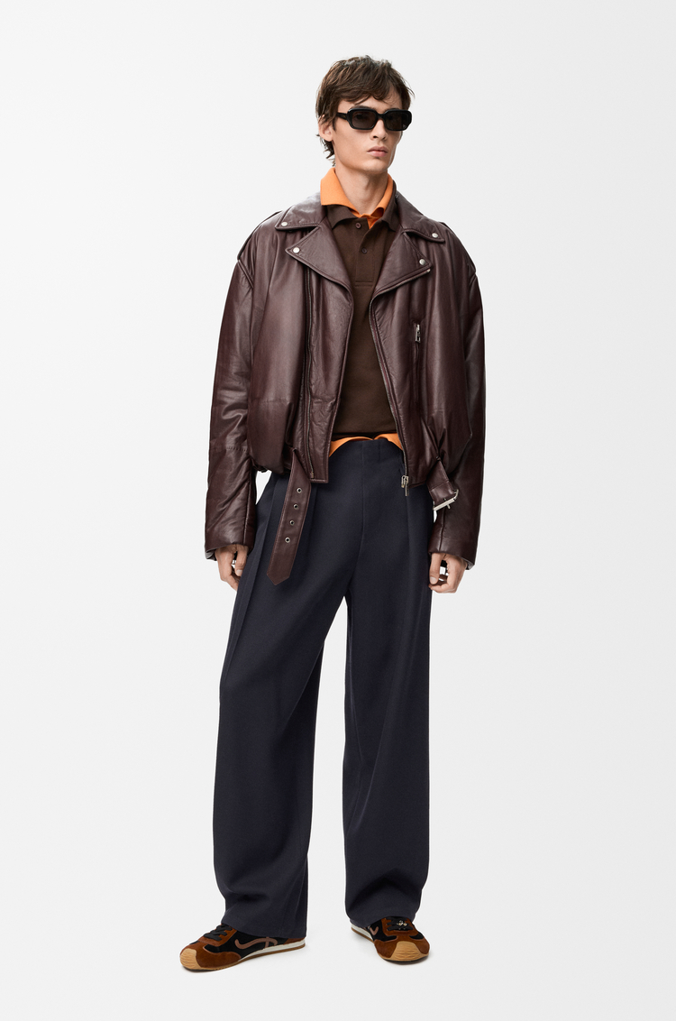 LOEWE Balloon biker jacket in nappa lambskin Dark Brown