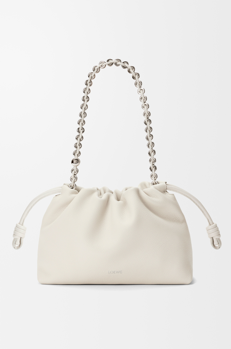 LOEWE Flamenco purse moyen en cuir de veau grainé Blanc Doux