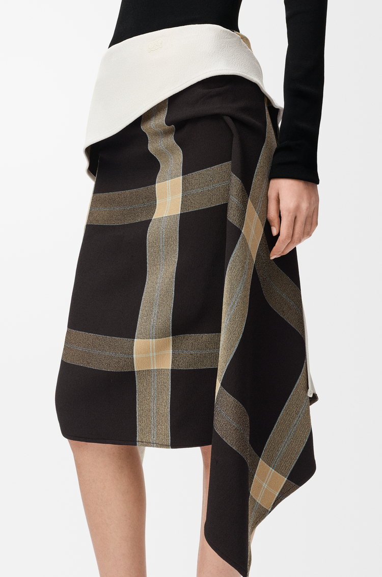 LOEWE Jupe drapée en viscose stretch Noir/Beige