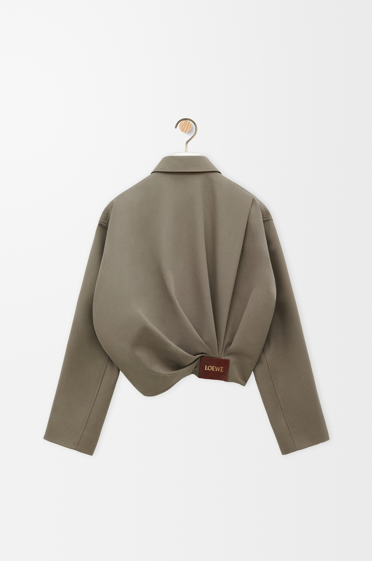 LOEWE Chaqueta drapeada en algodón y seda Marrón Caqui