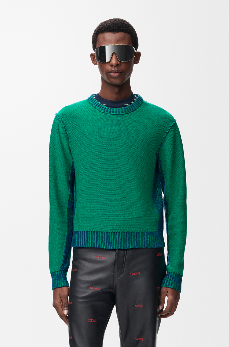 LOEWE Jersey en algodón y lana Verde/Azul