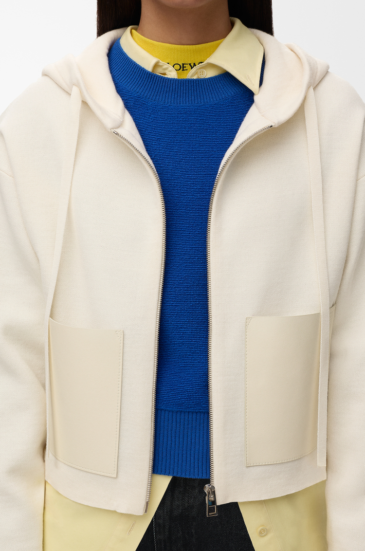 LOEWE Kapuzenpullover mit Reißverschluss aus Wolle Weiß