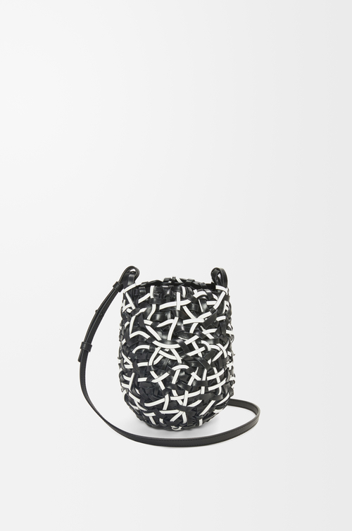 LOEWE Small Nest Basket bag in calfskin Black/White