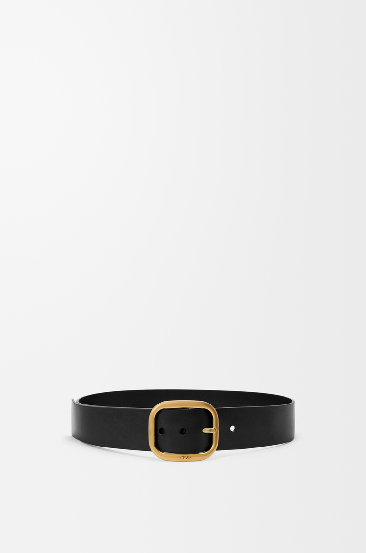 LOEWE Ceinture Rounded Soft en cuir de veau classique Noir/Laiton Vintage