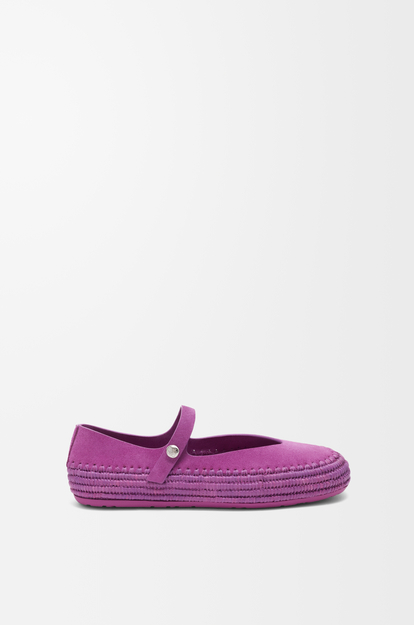 LOEWE Rio Mary-Jane in suede and raffia Orchid