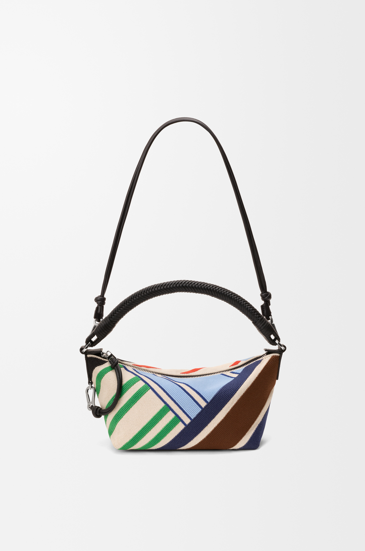 LOEWE Cala mini bag in embroidered canvas and calfskin Ecru/Multicolor