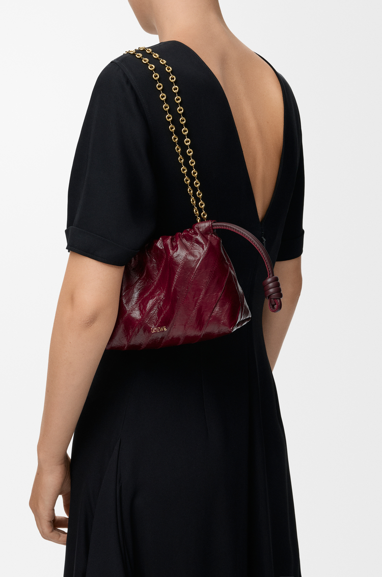 LOEWE Mini Flamenco Tasche aus Ingerleder Burgunderrot