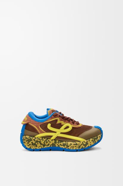 LOEWE Pogo sneaker in technical knit and suede Brown/Green/Khaki