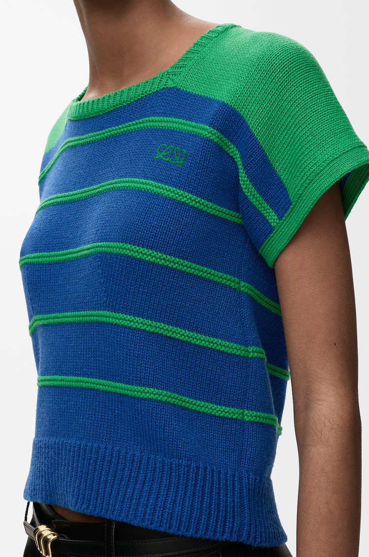 LOEWE Sleeveless sweater in cotton and wool Blue/Green