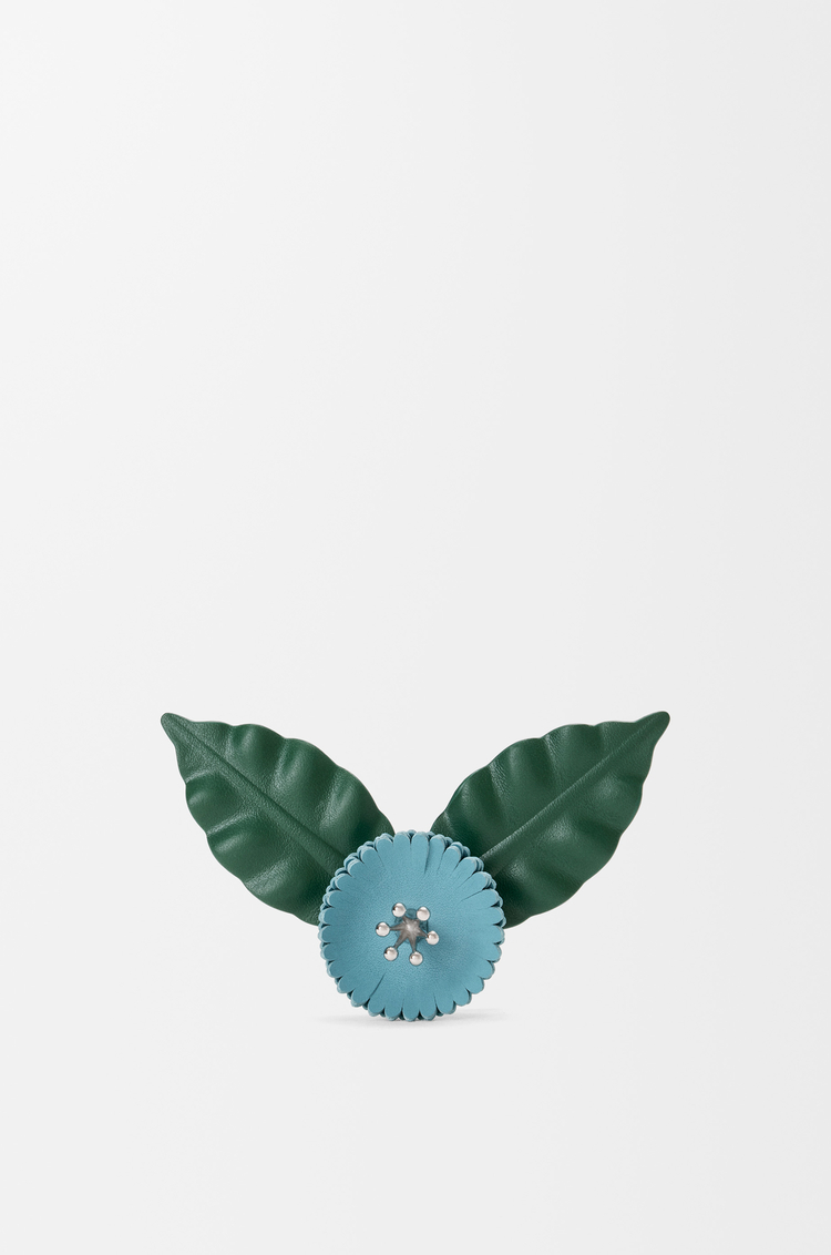 LOEWE Flower pin in classic calfskin Blue