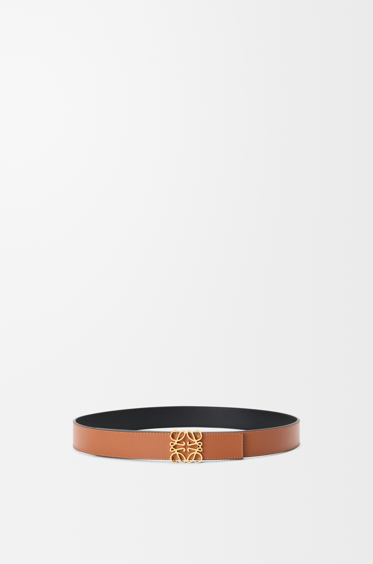 LOEWE リバーシブル アナグラム ベルト（スムースカーフ） タン/ブラック/ゴールド