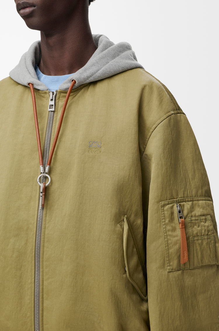 LOEWE Bomber jacket in technical shell Khaki Green