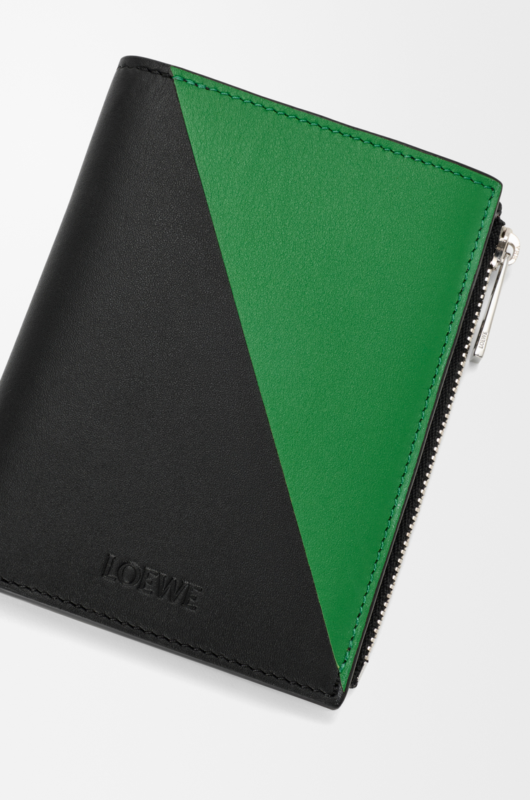 LOEWE Flag slim compact wallet in classic calfskin Black/Tropical Green