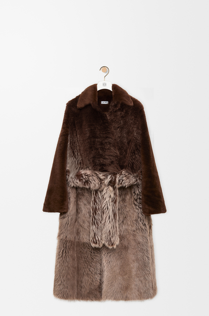 LOEWE Coat in shearling Dark Brown