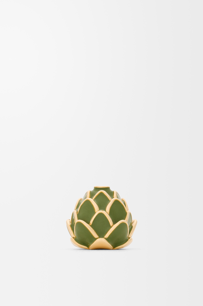 LOEWE Acrobat artichoke hat in sterling silver and enamel Gold/Green