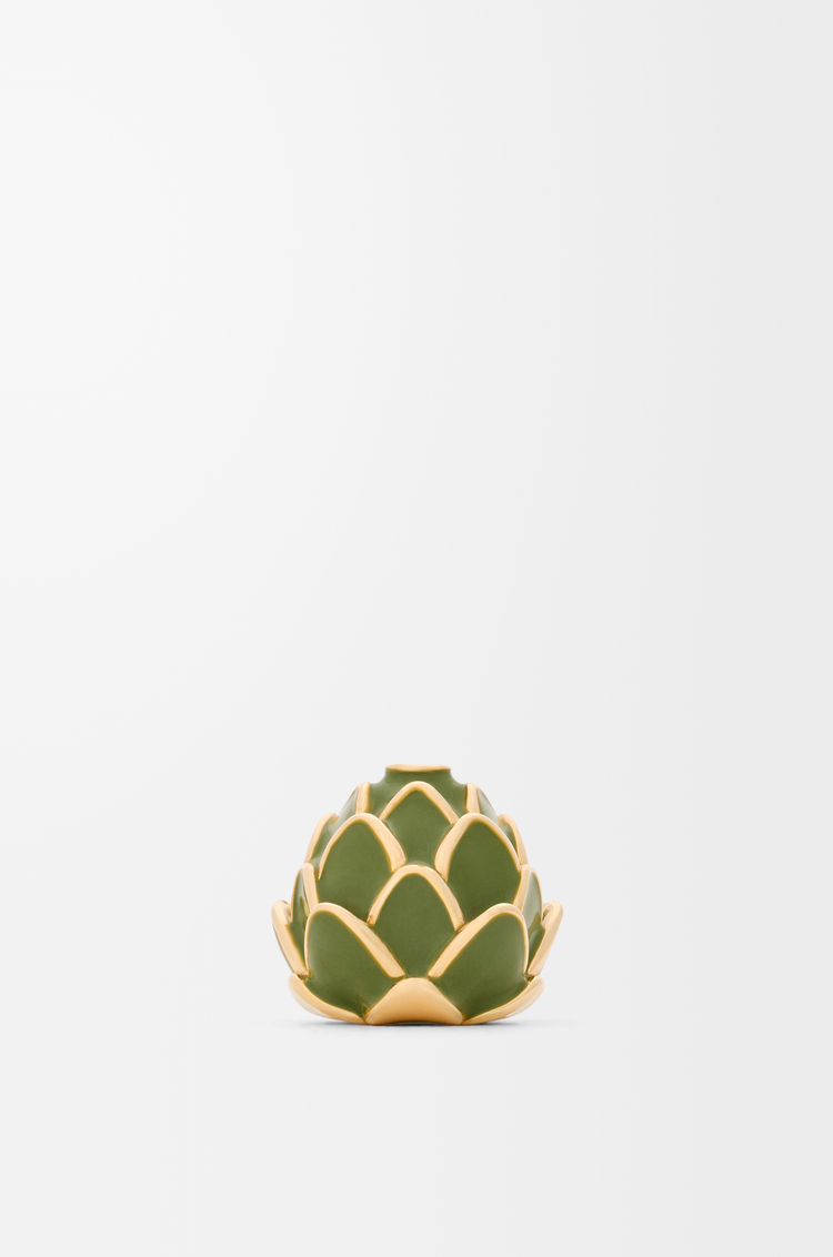 LOEWE Acrobat artichoke hat in sterling silver and enamel Gold/Green