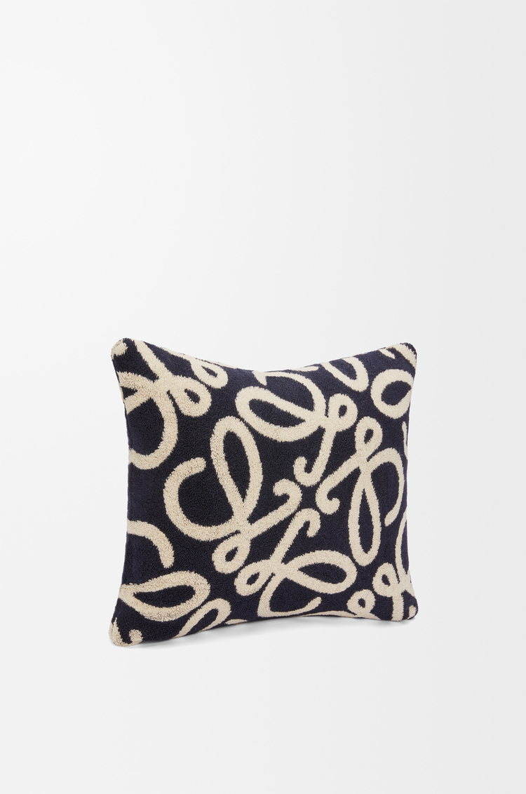 LOEWE Cojín en algodón Azul Marino/Beige