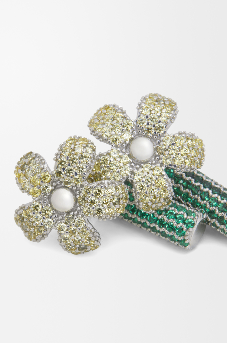 LOEWE Flor earrings in sterling silver and crystals Silver/Yellow