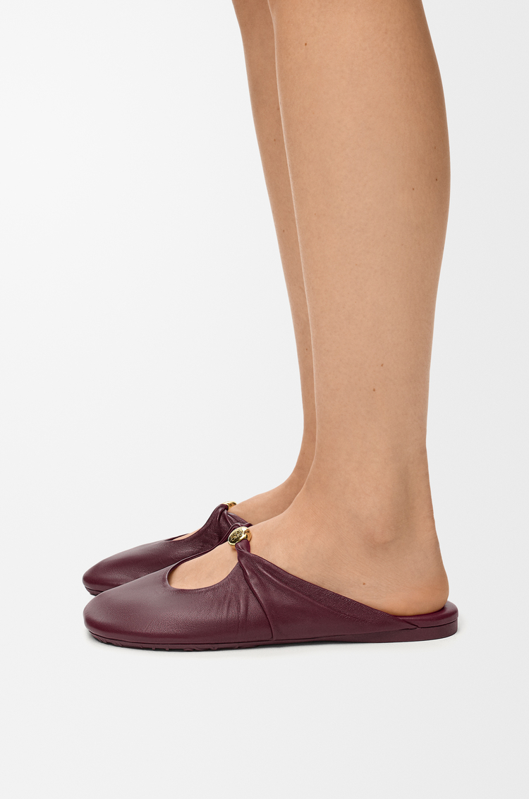 LOEWE Pebble Soft mule in nappa lambskin Dark Burgundy
