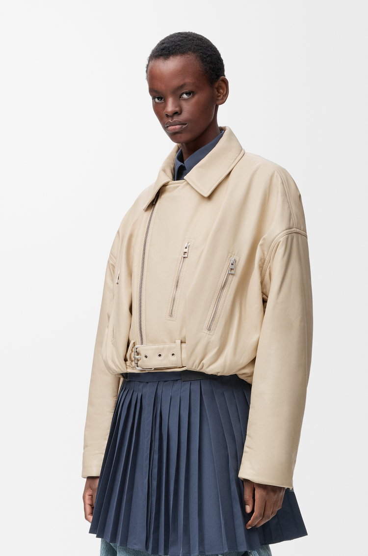 LOEWE Biker jacket in nappa lambskin Ecru