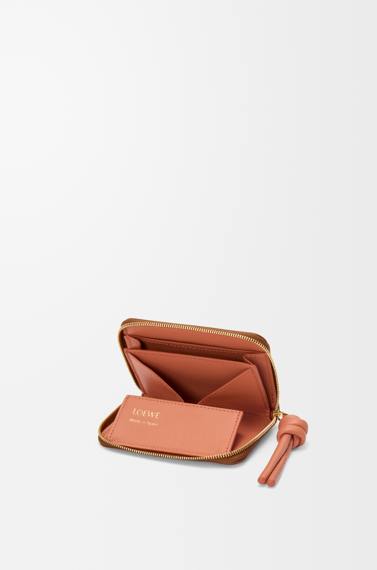 LOEWE Portamonete con zip in nappa di vitello lucida Tan/Papaia