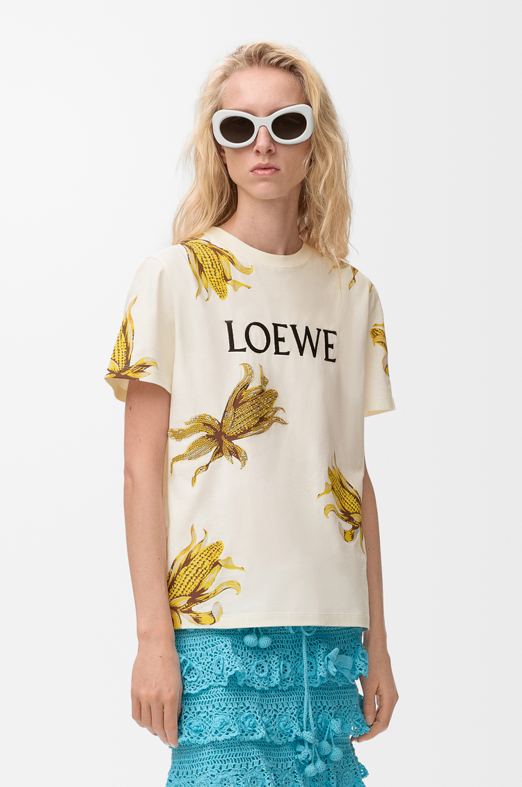 LOEWE Embellished T-shirt in cotton Ecru