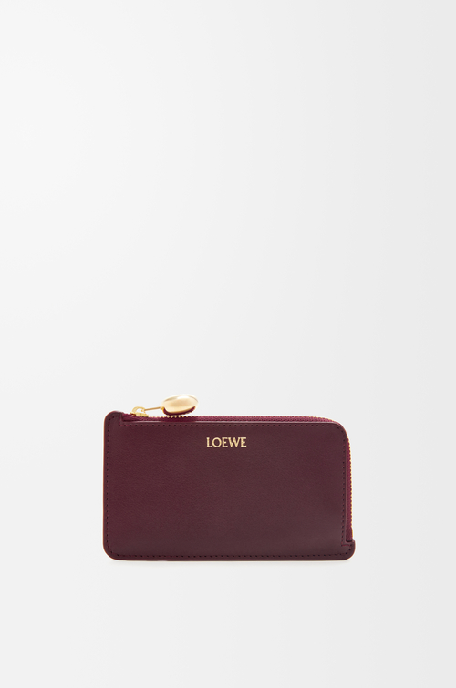 LOEWE Portacarte con portamonete Pebble in nappa di vitello lucida Bordeaux