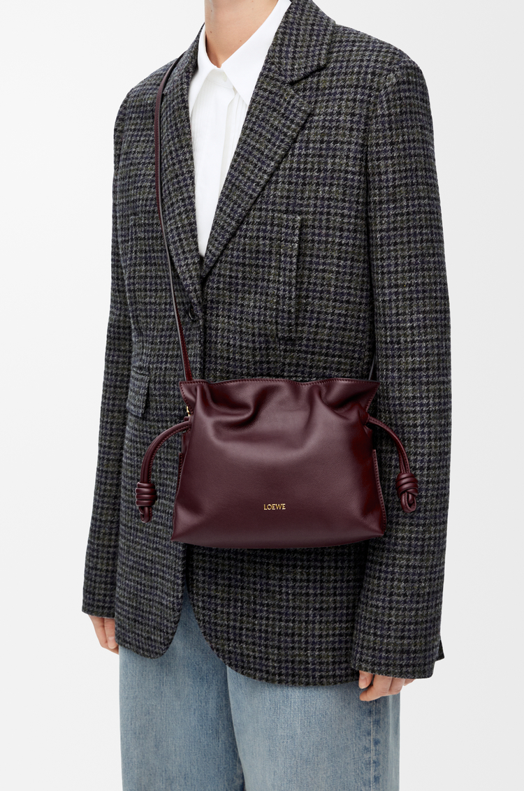 LOEWE Mini Flamenco clutch in nappa calfskin Dark Burgundy