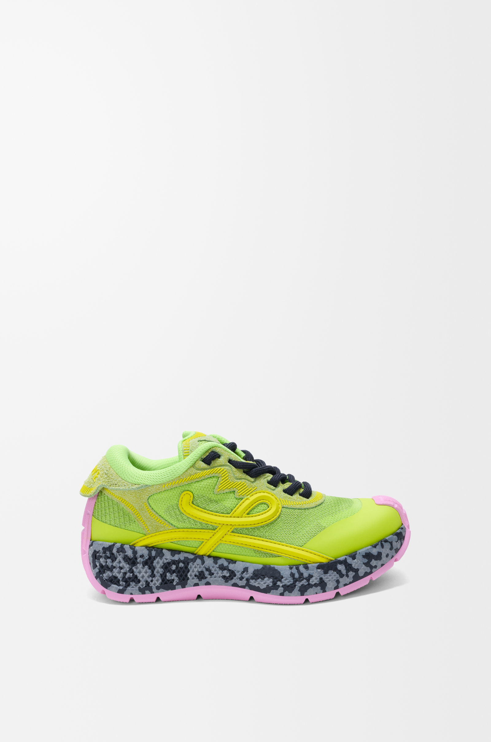 LOEWE Pogo sneaker in technical knit and suede Green/Yellow/Black