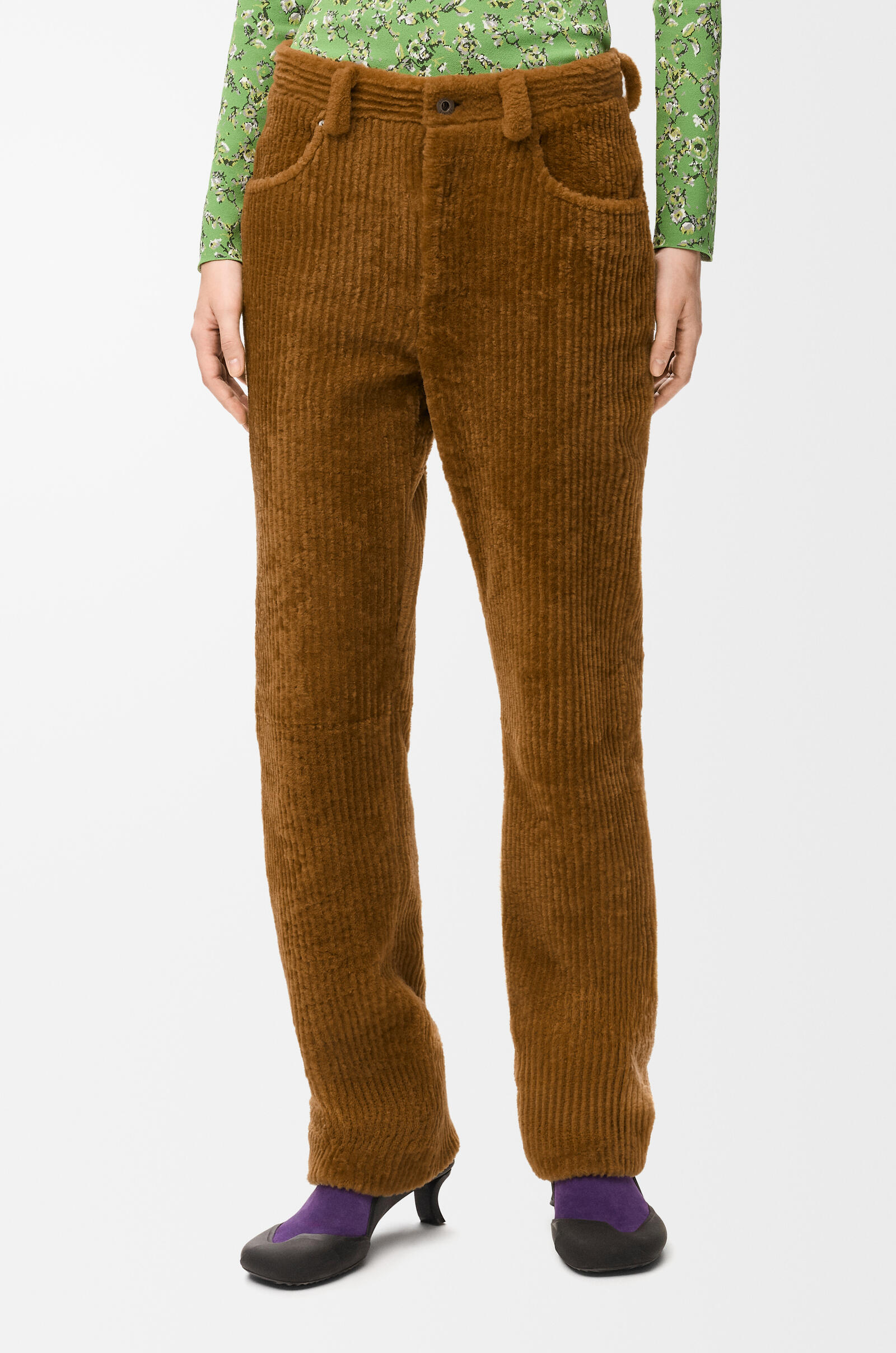 LOEWE Trousers in shearling corduroy Camel