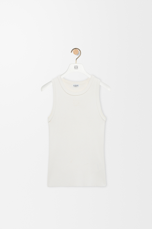 LOEWE Canotta Anagram in viscosa stretch Bianco