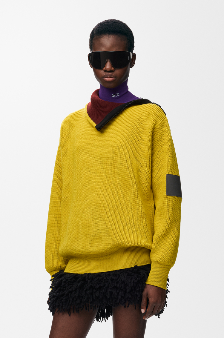 LOEWE Zip-up sweater in wool Olive Green