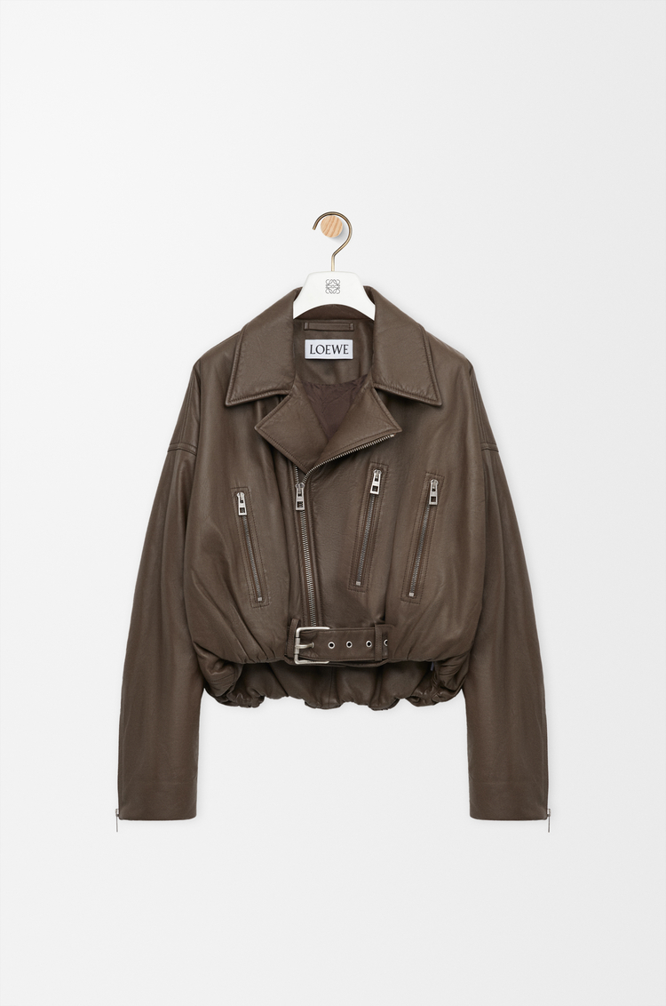 LOEWE Giacca biker in nappa di agnello Verde Kaki